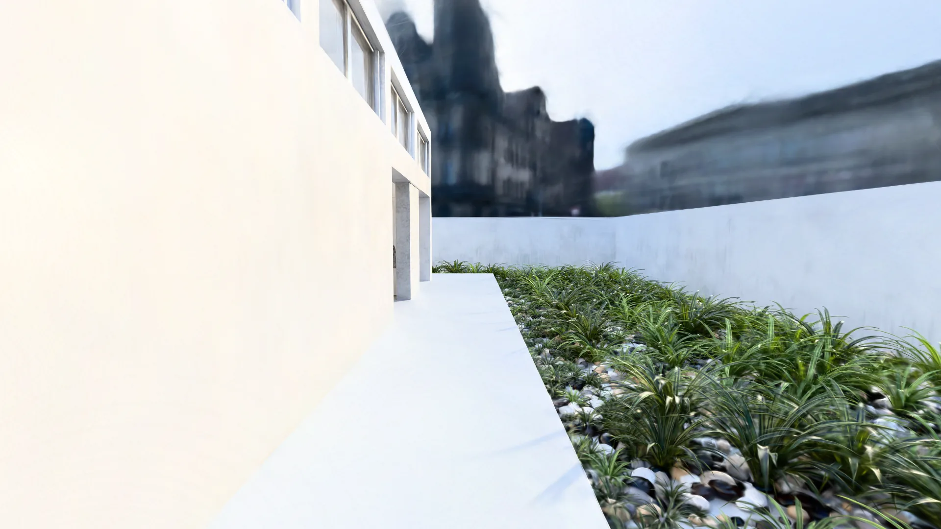 The Gallery: a concrete hall in afternoon sun